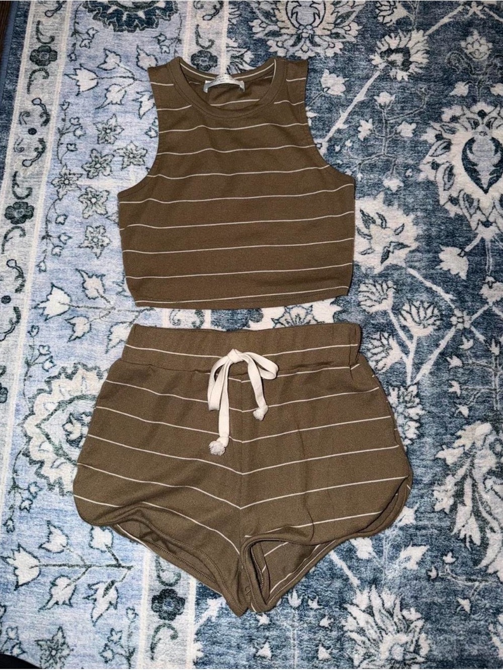 Striped crop top and shorts set